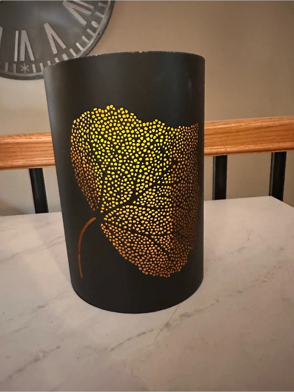 Crate & Barrel - Black Metal Leaf Luminary with Gold Interior